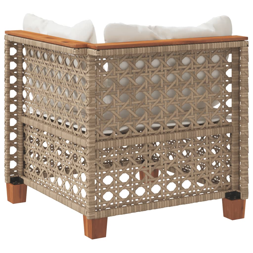vidaXL Tuinhoekbank met kussens poly rattan zwart