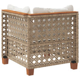 vidaXL Tuinhoekbank met kussens poly rattan zwart