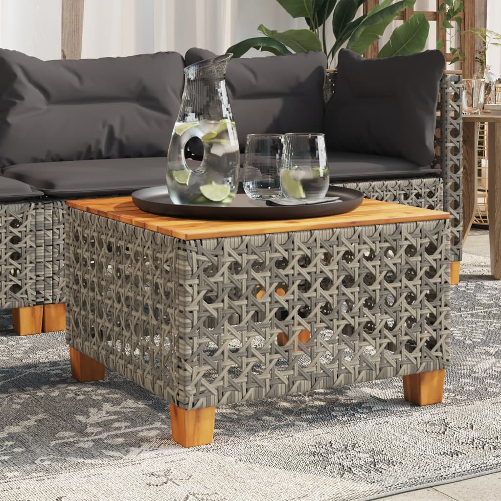vidaXL Tuintafel 55x55x36 cm poly rattan en acaciahout zwart