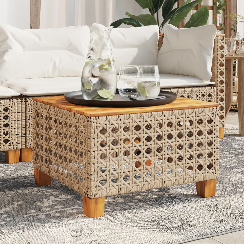 vidaXL Tuintafel 55x55x36 cm poly rattan en acaciahout zwart