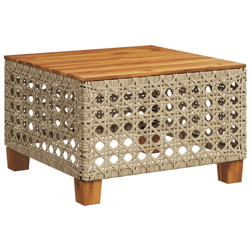 vidaXL Tuintafel 55x55x36 cm poly rattan en acaciahout zwart