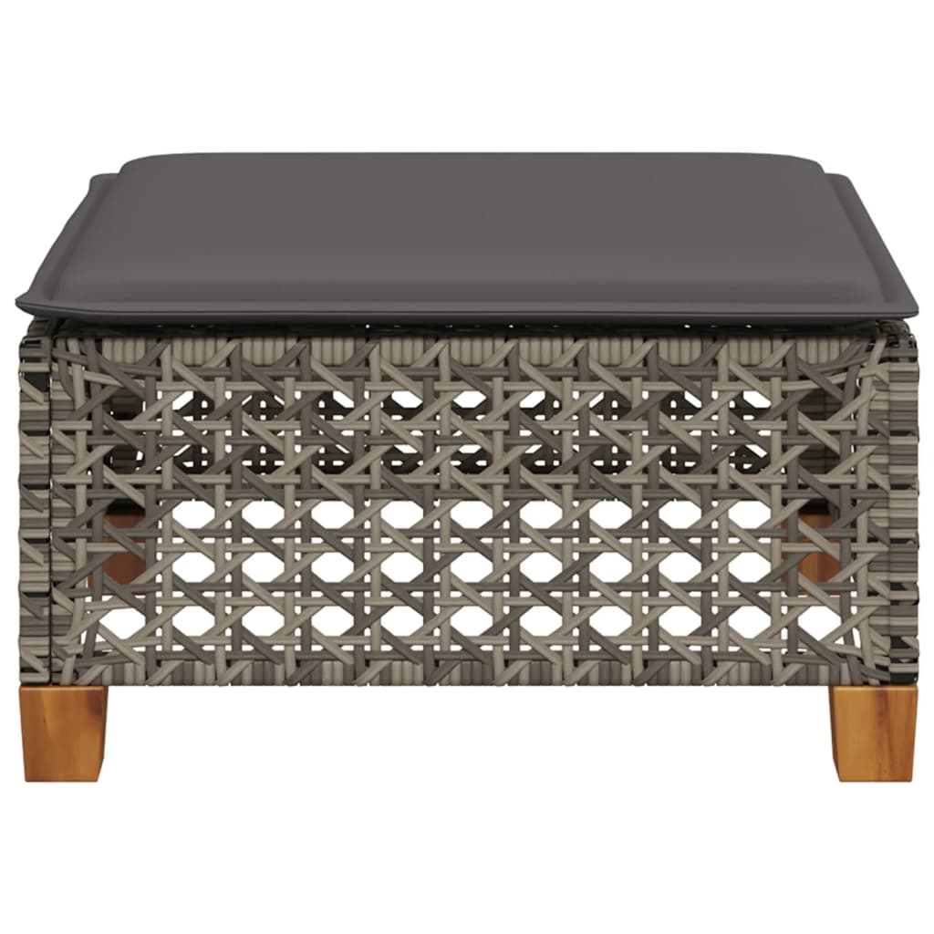 vidaXL Tuinkruk met kussen 63,5x56x32 cm poly rattan zwart