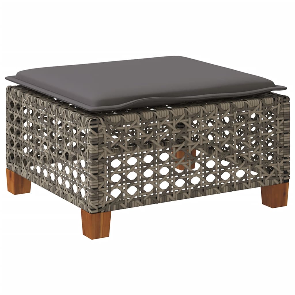 vidaXL Tuinkruk met kussen 63,5x56x32 cm poly rattan zwart