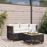 vidaXL Tuinhoekbank met kussens poly rattan zwart