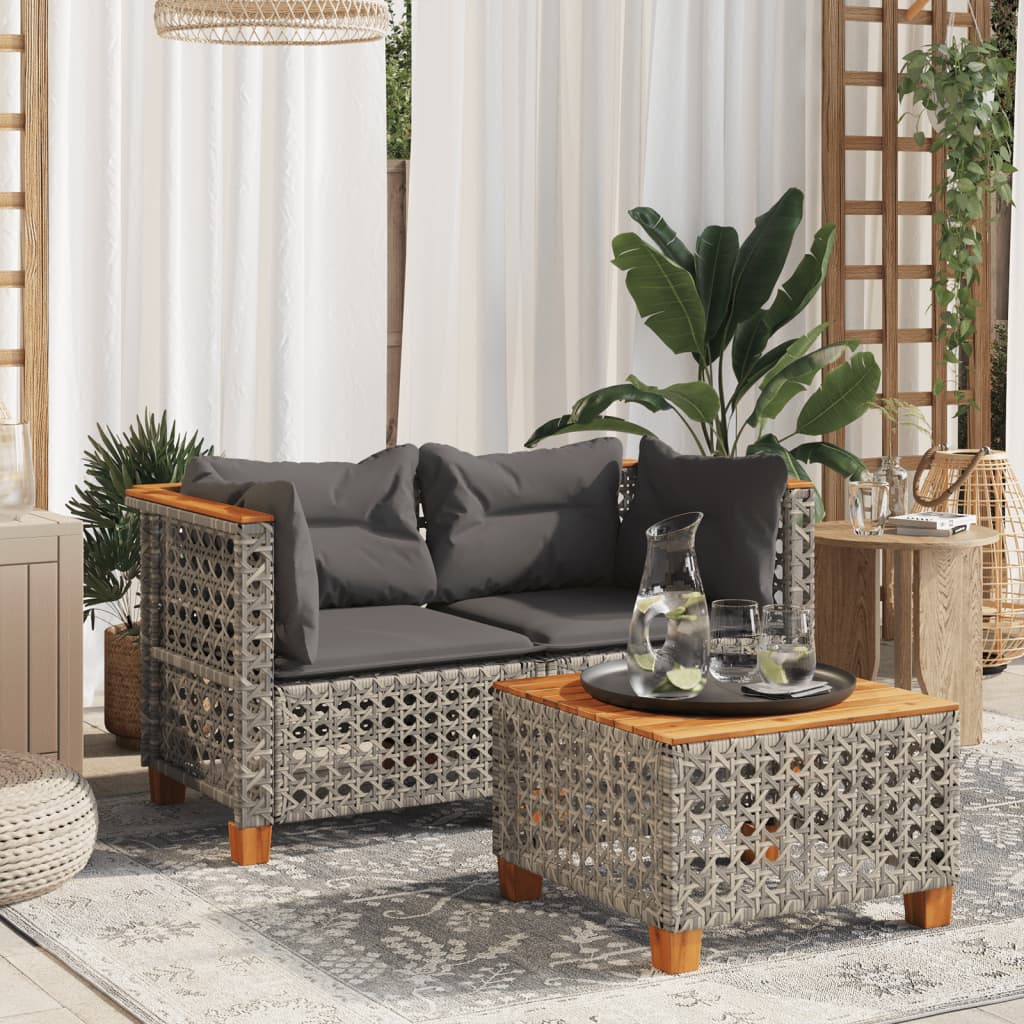 vidaXL Tuinhoekbank met kussens poly rattan zwart