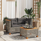 vidaXL Tuinhoekbank met kussens poly rattan zwart