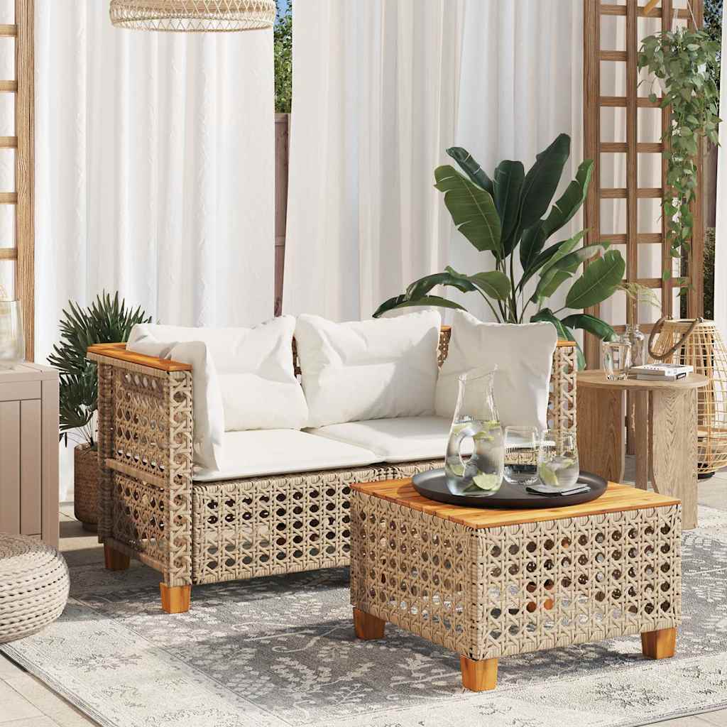 vidaXL Tuinhoekbank met kussens poly rattan zwart