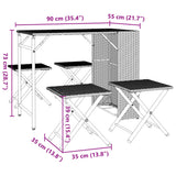 vidaXL 5-piece Garden Dining Set Foldable Poly Rattan Black