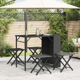 vidaXL 5-piece Garden Dining Set Foldable Poly Rattan Black