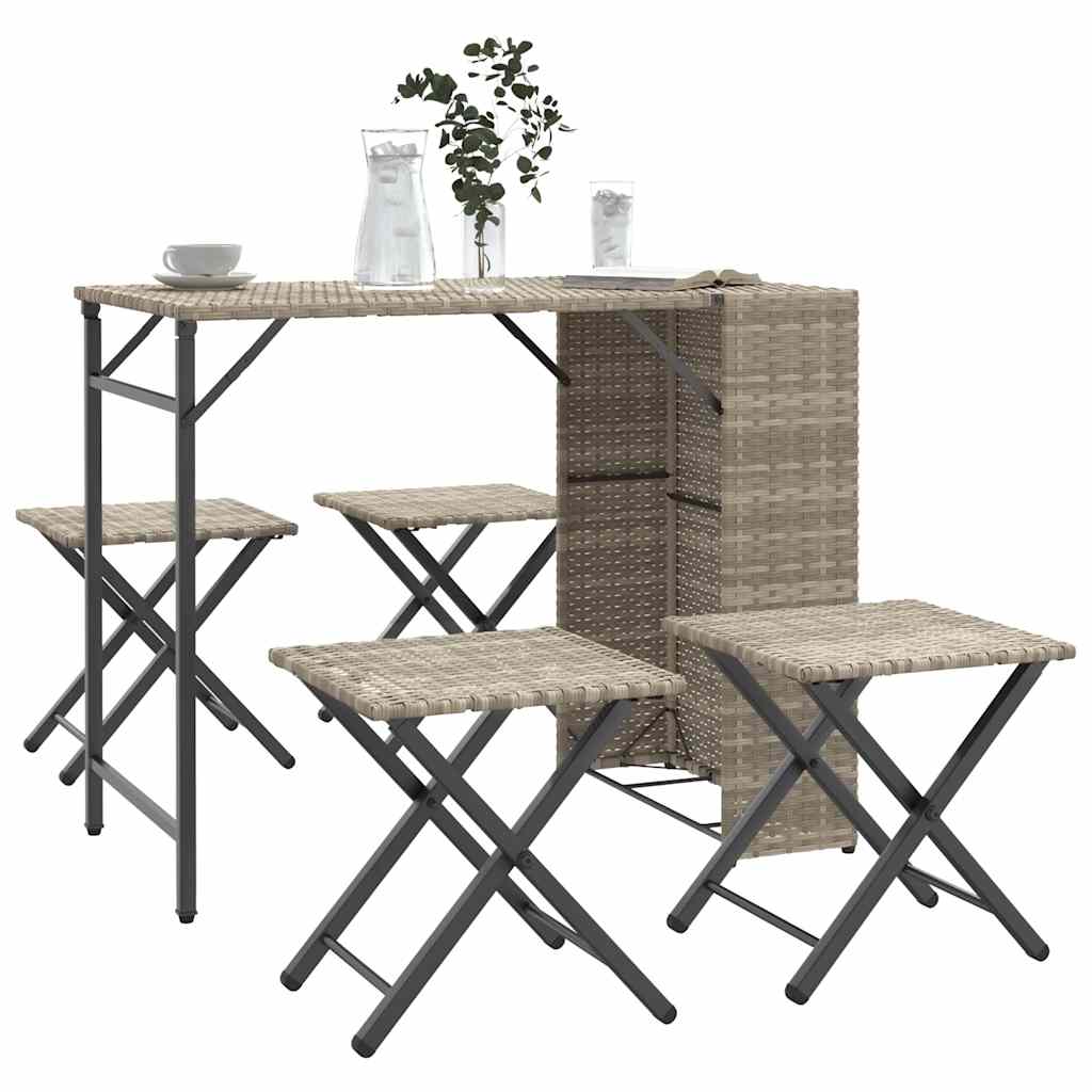 vidaXL 5-piece Garden Dining Set Foldable Poly Rattan Black