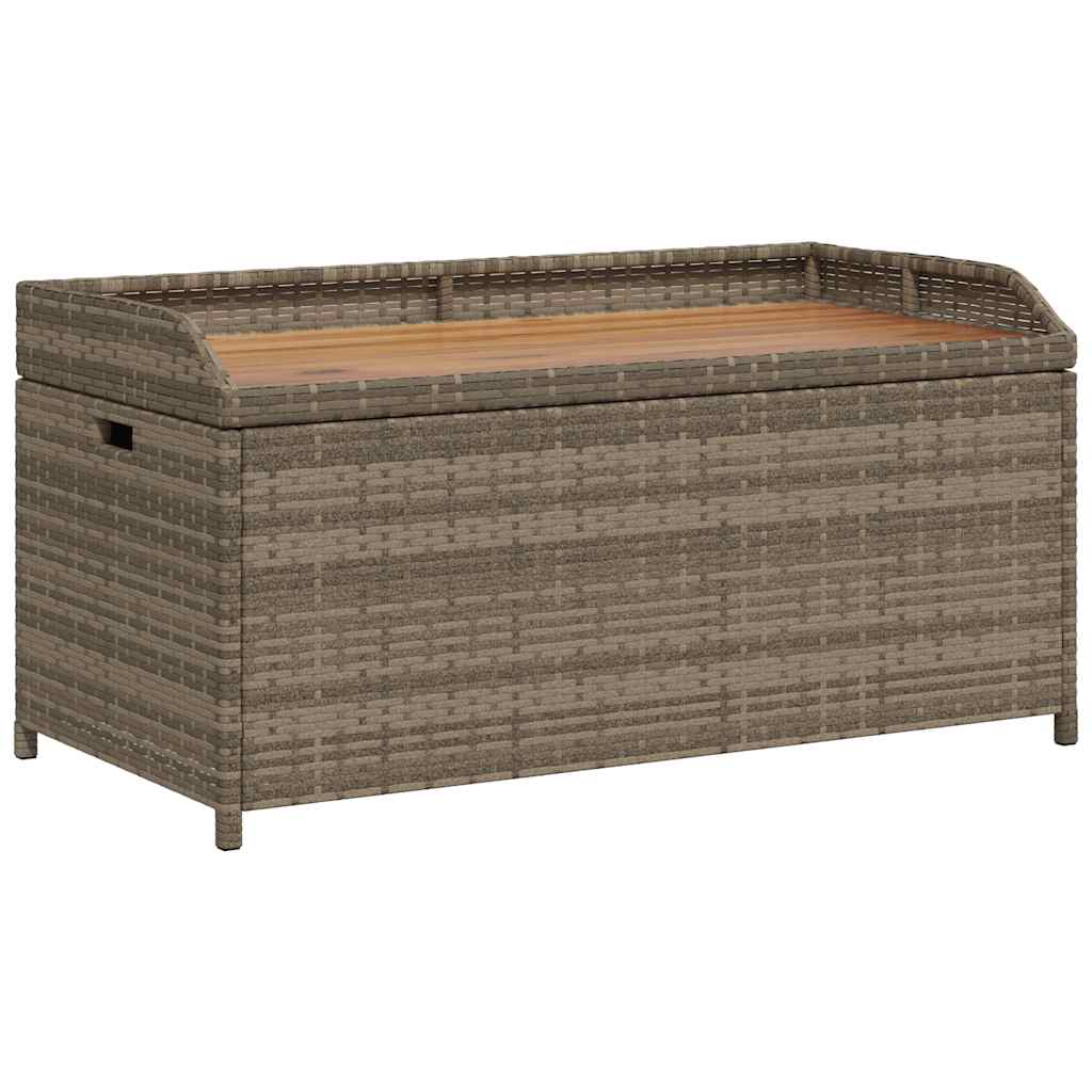vidaXL Opbergbankje 100x50x52 cm poly rattan en acaciahout zwart