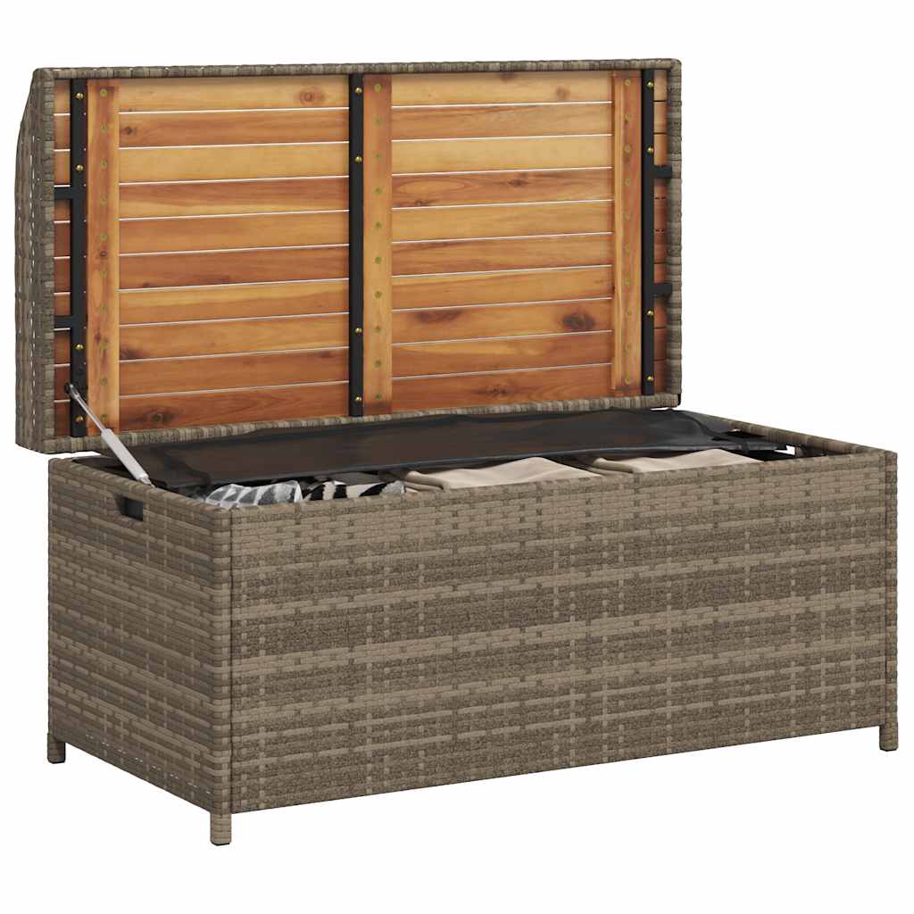 vidaXL Opbergbankje 100x50x52 cm poly rattan en acaciahout zwart