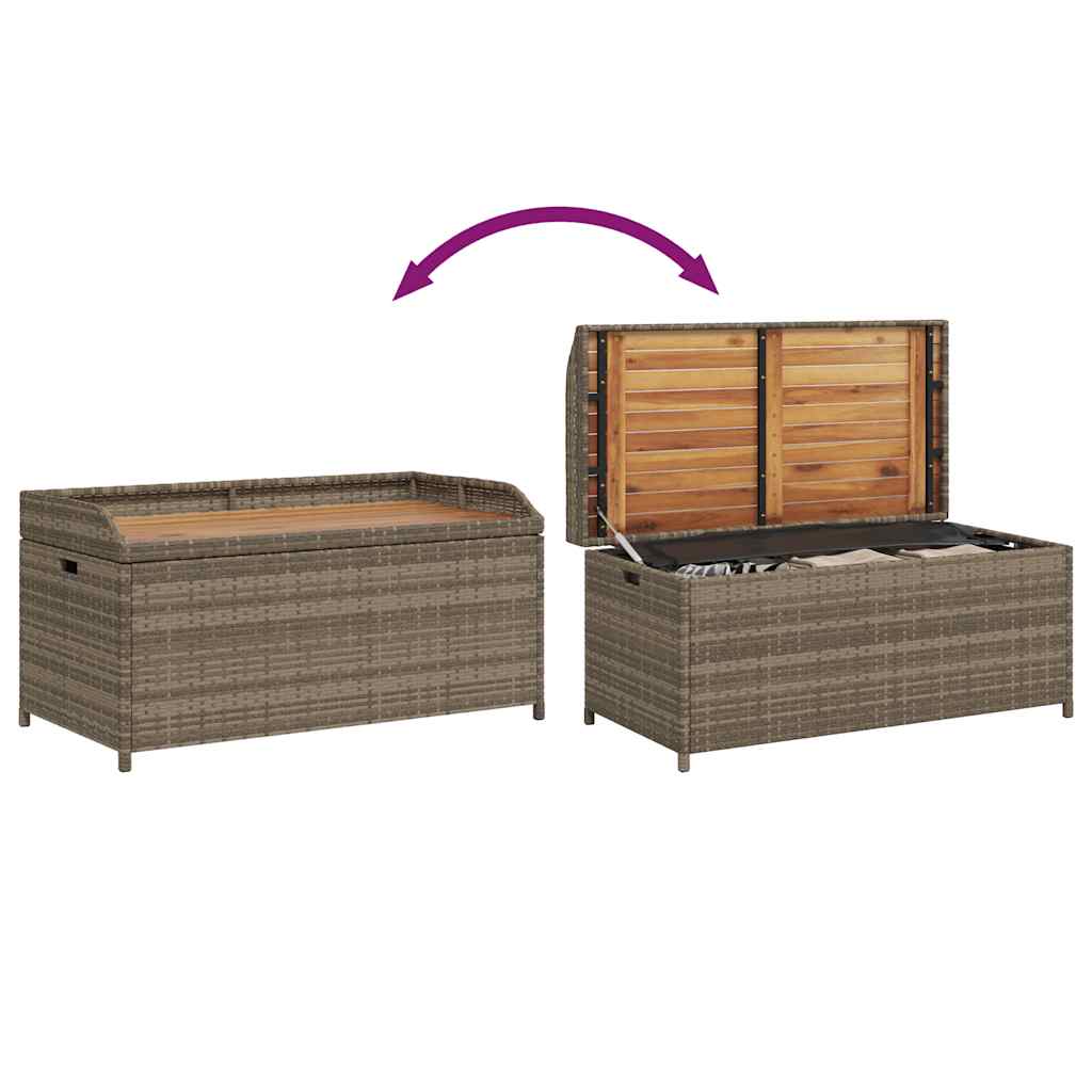 vidaXL Opbergbankje 100x50x52 cm poly rattan en acaciahout zwart