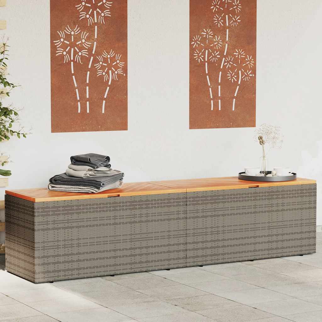vidaXL Tuinbox 110x50x54 cm poly rattan en acaciahout zwart