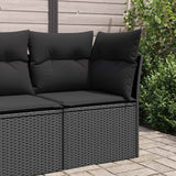 vidaXL Tuinbank zonder armleuningen met kussens zwart poly rattan