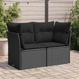 vidaXL Tuinbank zonder armleuningen met kussens zwart poly rattan