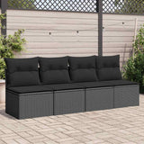 vidaXL Tuinbank zonder armleuningen met kussens zwart poly rattan