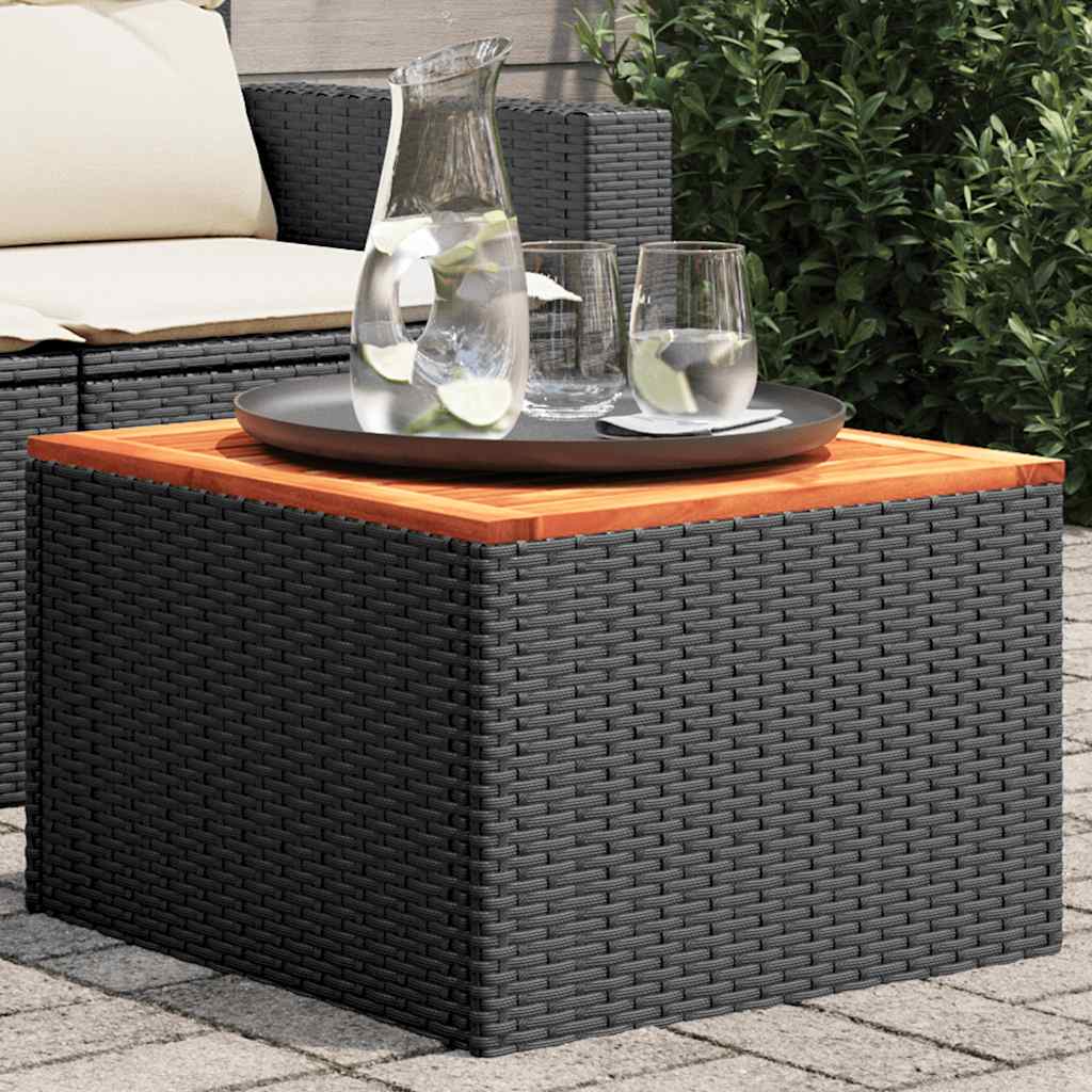 vidaXL Tuintafel met glazen blad zwart 55x55x37 cm poly rattan