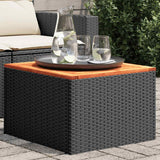 vidaXL Tuintafel met glazen blad zwart 55x55x37 cm poly rattan