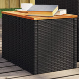 vidaXL Garden Side Tables 2 pcs 55x34x37 cm Wood Poly Rattan Black