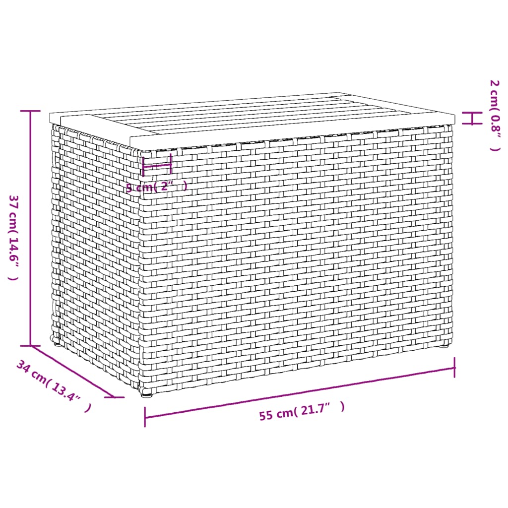 vidaXL Garden Side Tables 2 pcs 55x34x37 cm Wood Poly Rattan Black