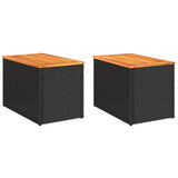 vidaXL Garden Side Tables 2 pcs 55x34x37 cm Wood Poly Rattan Black
