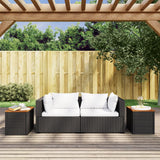 vidaXL Garden Side Tables 2 pcs 55x34x37 cm Wood Poly Rattan Black