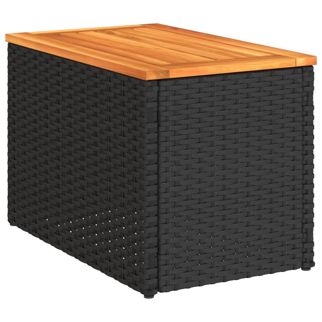 vidaXL Garden Side Tables 2 pcs 55x34x37 cm Wood Poly Rattan Black