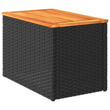 vidaXL Garden Side Tables 2 pcs 55x34x37 cm Wood Poly Rattan Black