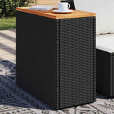 vidaXL Tuinbijzettafel met glazen blad 58x27,5x55 cm poly rattan zwart