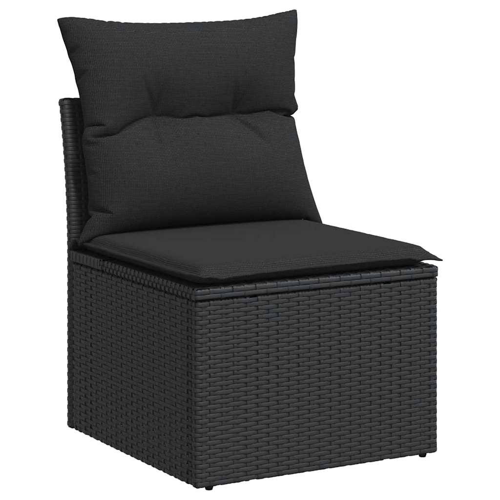 vidaXL Tuinstoel zonder armleuningen met kussens zwart poly rattan