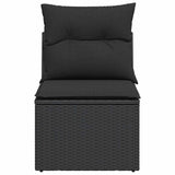 vidaXL Tuinstoel zonder armleuningen met kussens zwart poly rattan
