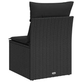 vidaXL Tuinstoel zonder armleuningen met kussens zwart poly rattan