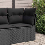 vidaXL Tuinstoel zonder armleuningen met kussens zwart poly rattan
