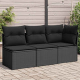 vidaXL Tuinstoel zonder armleuningen met kussens zwart poly rattan