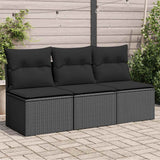 vidaXL Tuinstoel zonder armleuningen met kussens zwart poly rattan