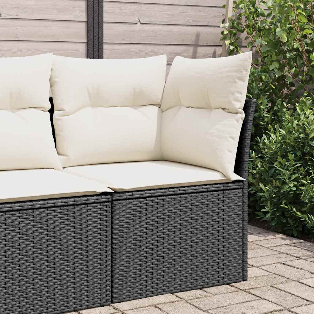 vidaXL Tuinbank zonder armleuningen met kussens zwart poly rattan