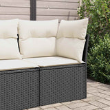 vidaXL Tuinbank zonder armleuningen met kussens zwart poly rattan