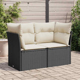 vidaXL Tuinbank zonder armleuningen met kussens zwart poly rattan