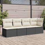 vidaXL Tuinbank zonder armleuningen met kussens zwart poly rattan