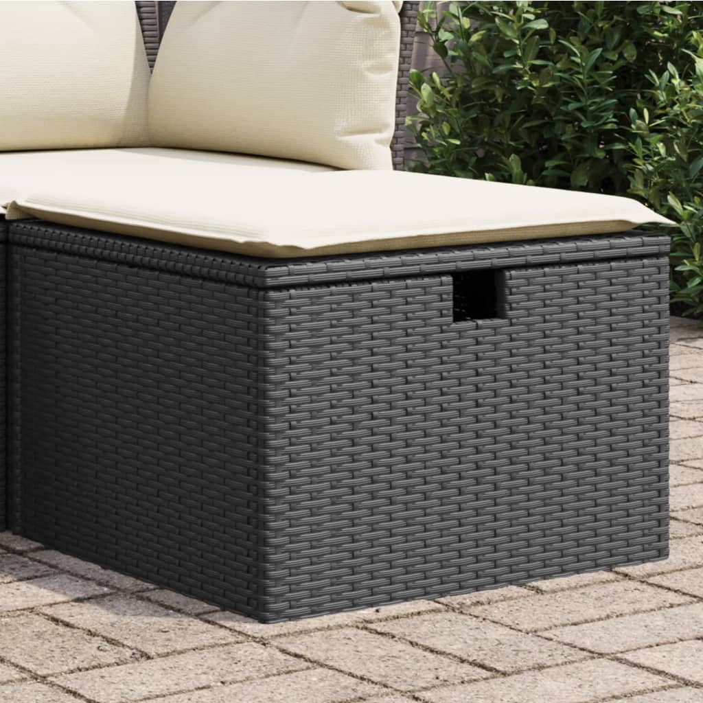 vidaXL Tuinkruk met kussen zwart 55x55x37 cm poly rattan
