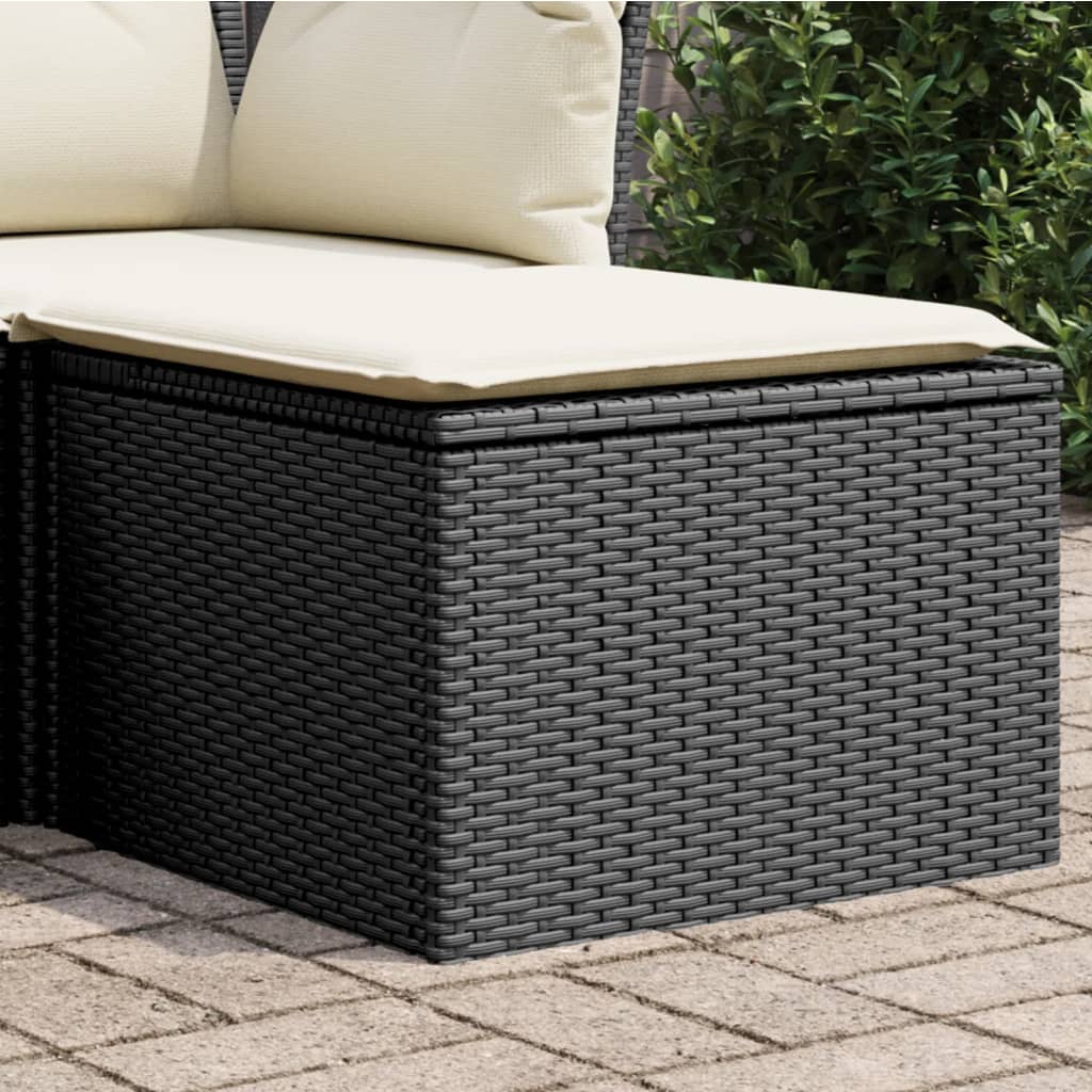 vidaXL Tuinkruk met kussen zwart 55x55x37 cm poly rattan
