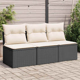 vidaXL Tuinstoel zonder armleuningen met kussens zwart poly rattan