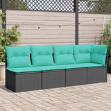 vidaXL Tuinbank 2-zits met kussens poly rattan zwart