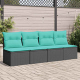 vidaXL Tuinbank 2-zits met kussens poly rattan zwart