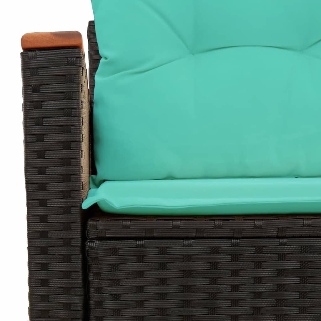 vidaXL Tuinbank met kussens 2-zits poly rattan zwart