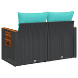 vidaXL Tuinbank met kussens 2-zits poly rattan zwart