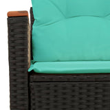 vidaXL Tuinbank met kussens 2-zits poly rattan zwart