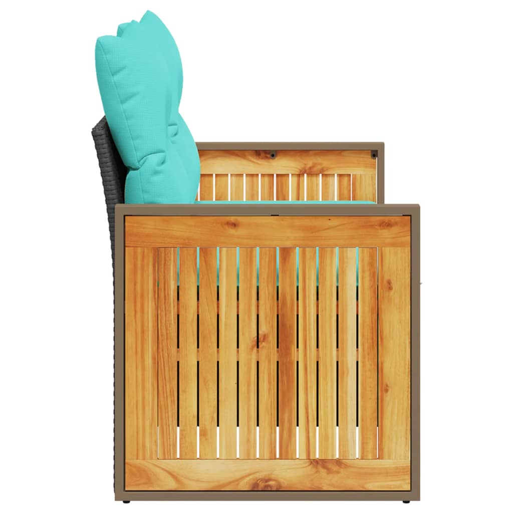 vidaXL Tuinbank met kussens 2-zits poly rattan zwart