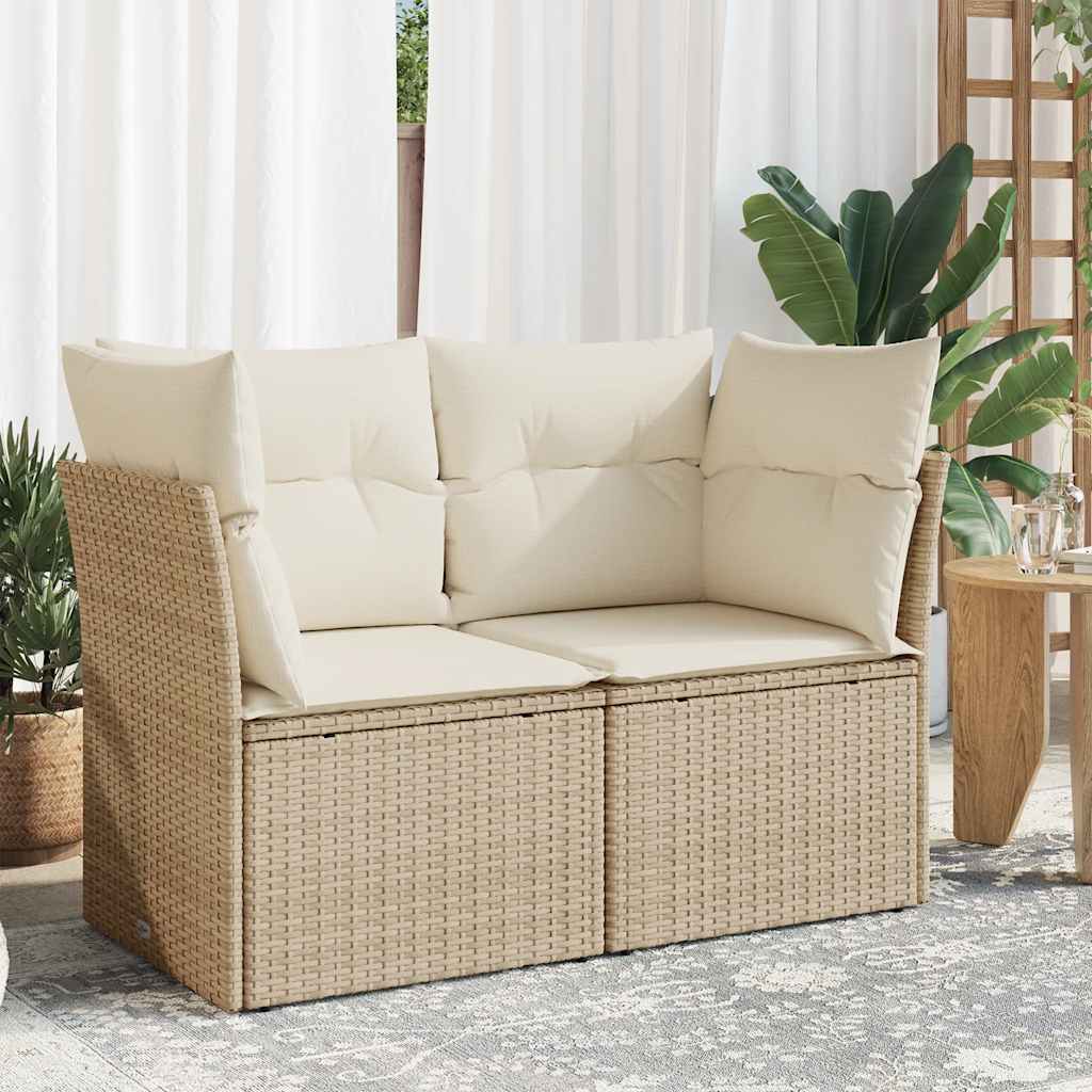 vidaXL Tuinbank zonder armleuningen met kussens zwart poly rattan